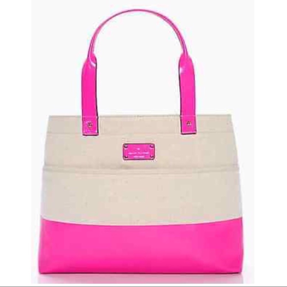 Kate Spade Natural Canvas/Pink Vinyl Tote